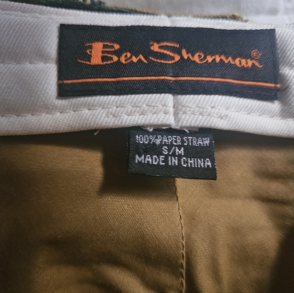BEN SHERMAN Tan Straw Striped Band Trilby Fedora | SZ S/M - Picture 8 of 8